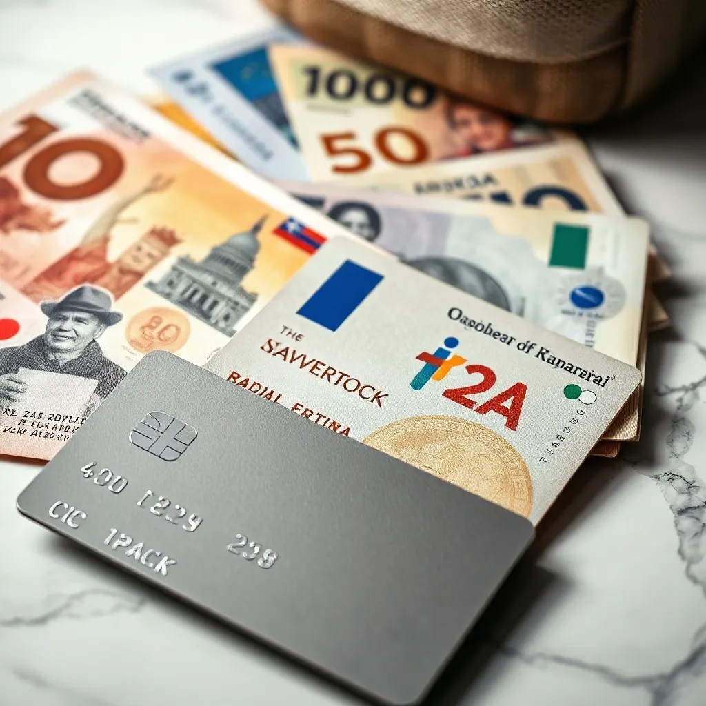 A close up photo of various international banknotes and a mo